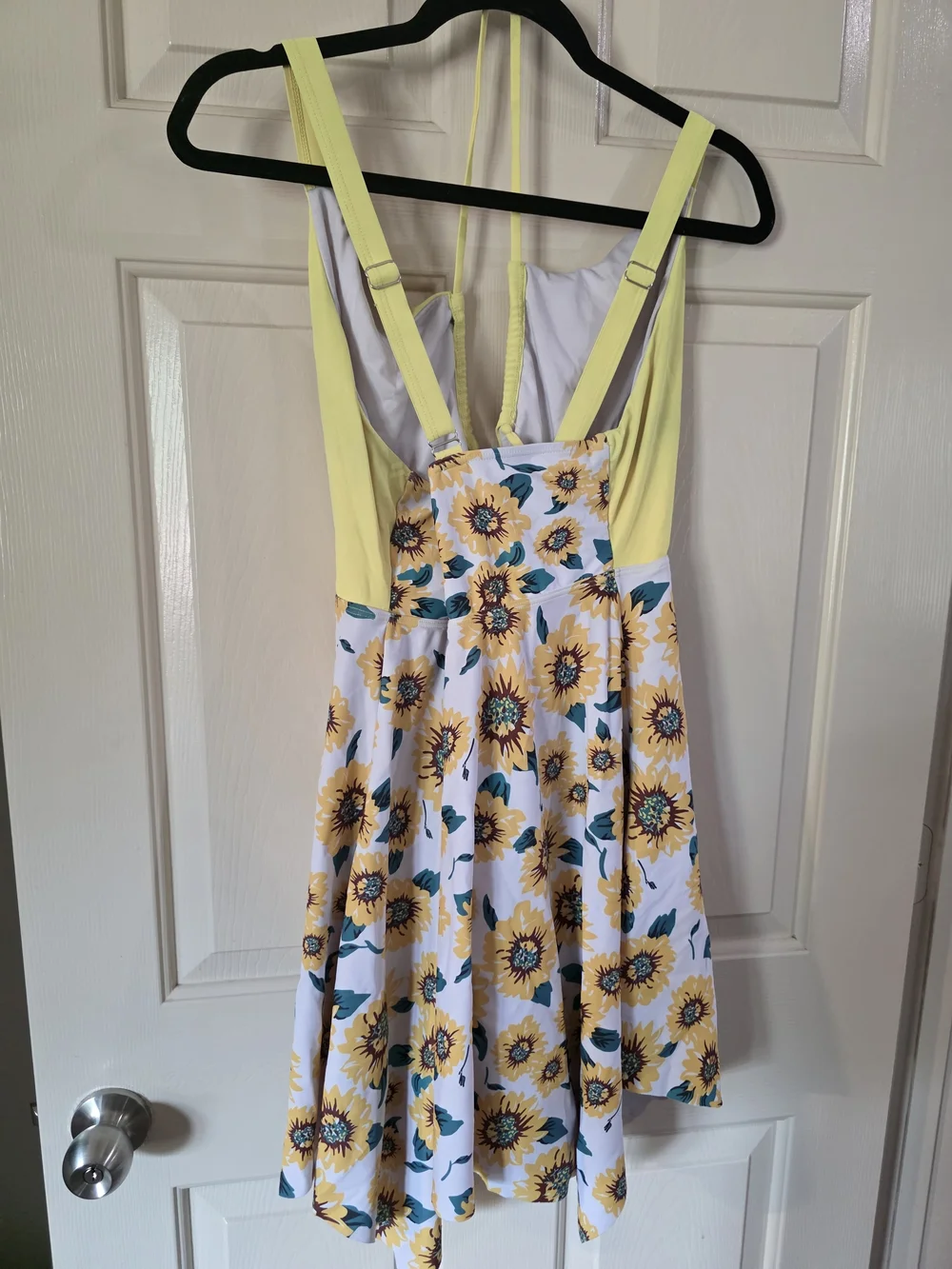 Sunflower Print Yellow One-Piece Swim Dress